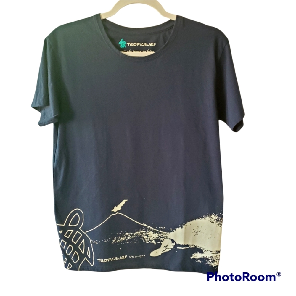 TS Tropicsurf Short Sleeve Tee Dark Blue and White Size S